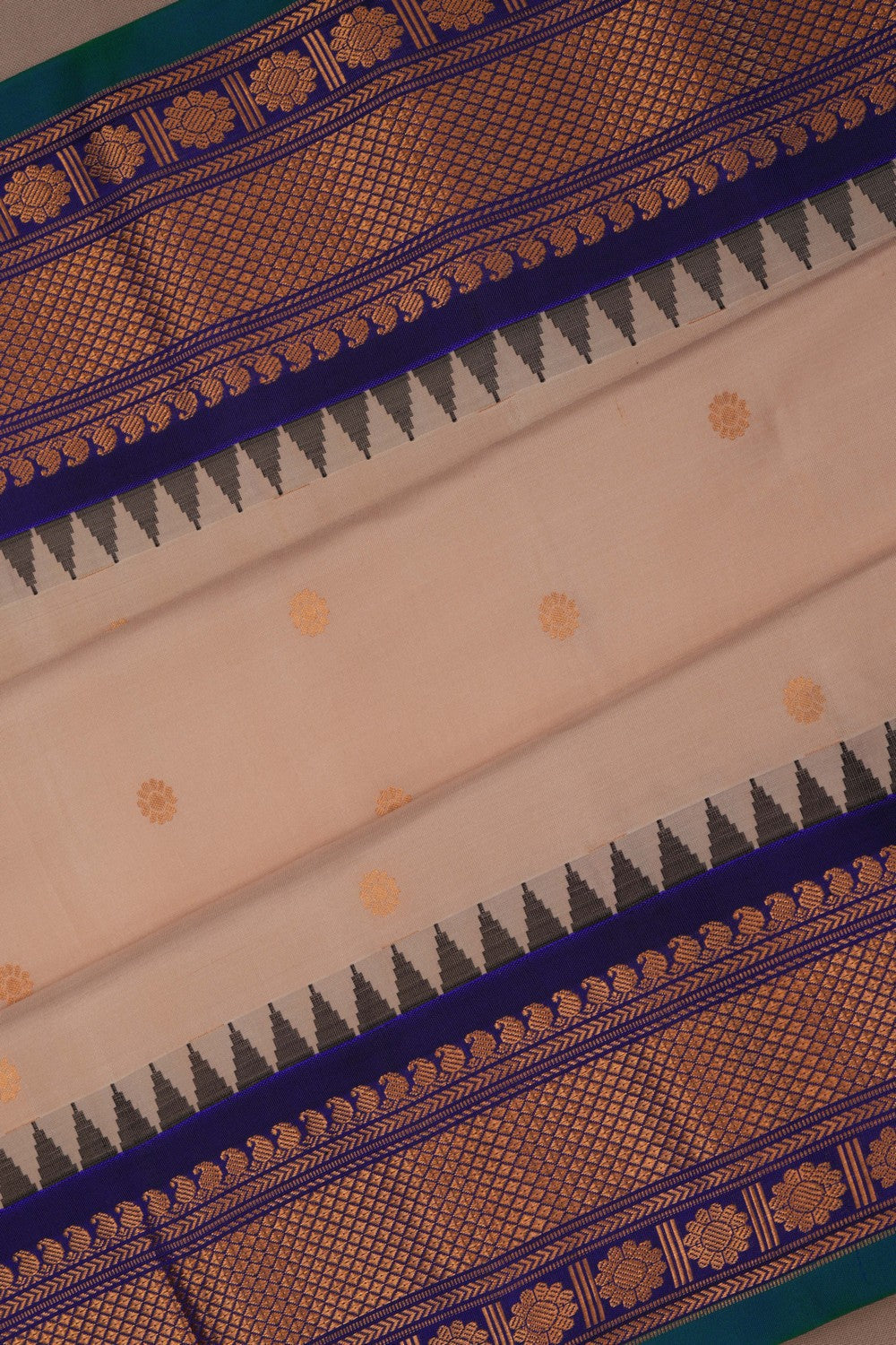 Image of Gadwal Silk Off White Saree